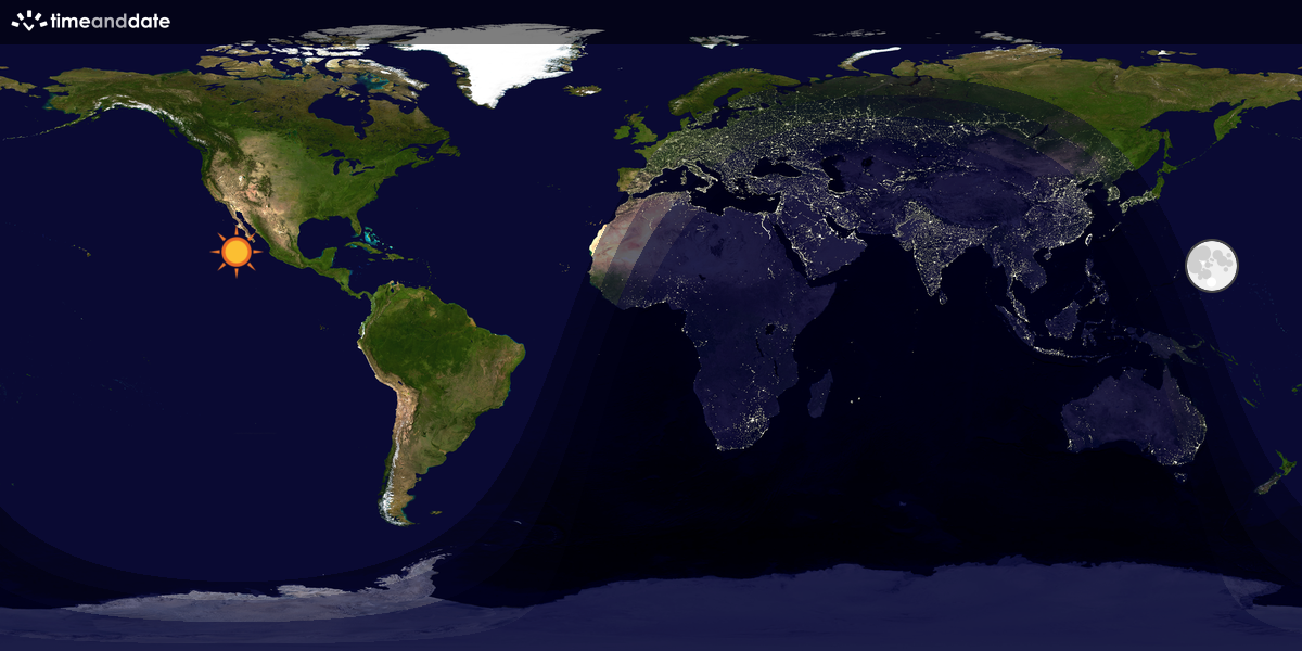 Verdenskart som viser dag og natt 