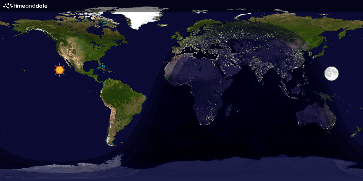 Verdenskart som viser dag og natt 