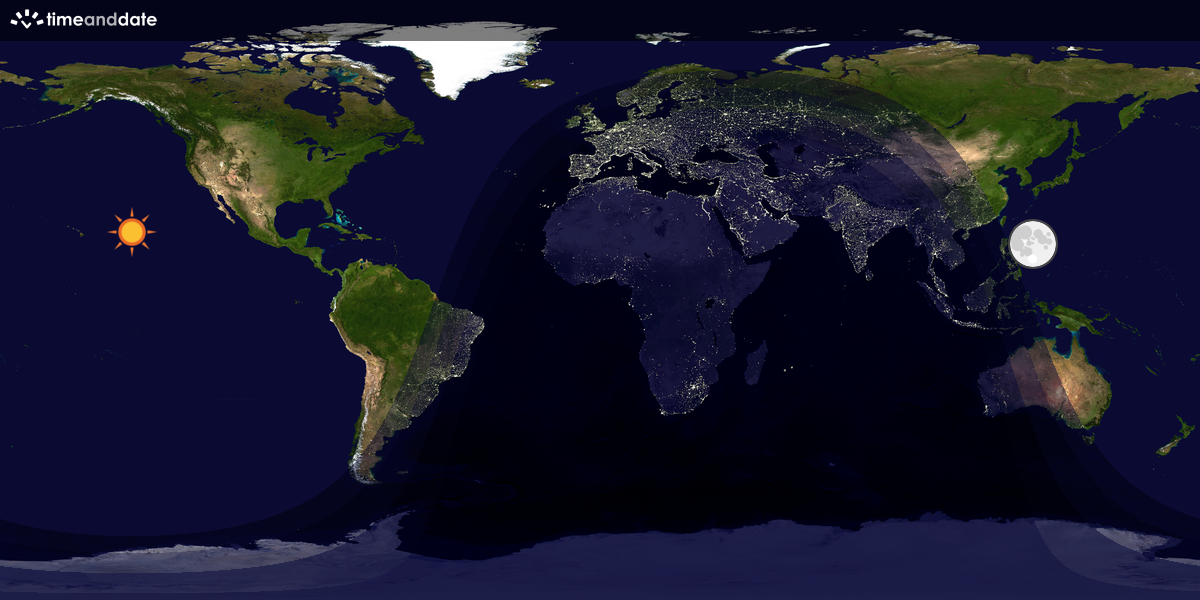 Verdenskart som viser dag og natt 
