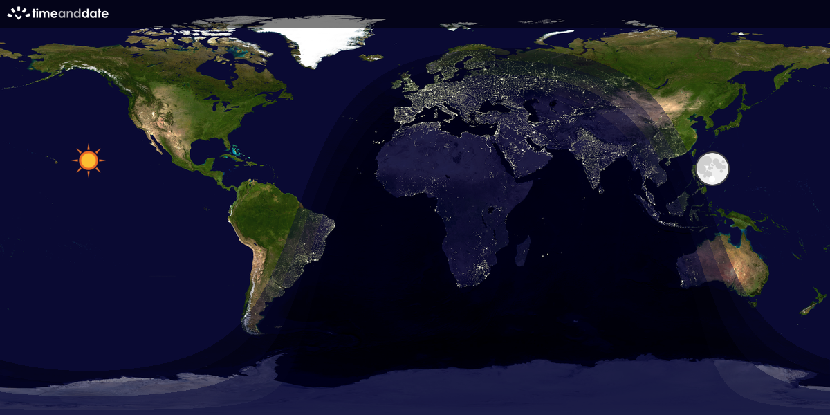 Verdenskart som viser dag og natt 