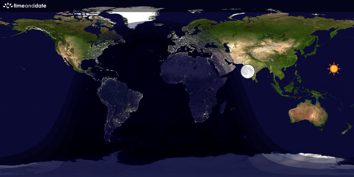 Verdenskart som viser dag og natt 