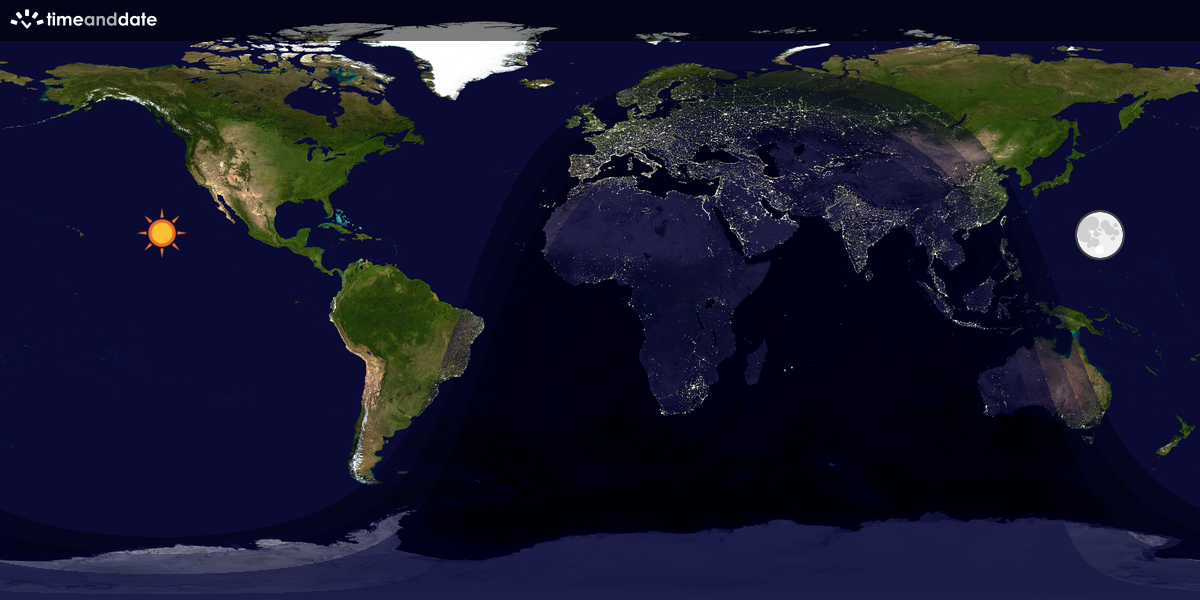 Verdenskart som viser dag og natt 