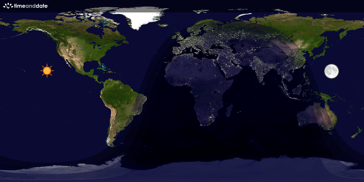 Verdenskart som viser dag og natt 
