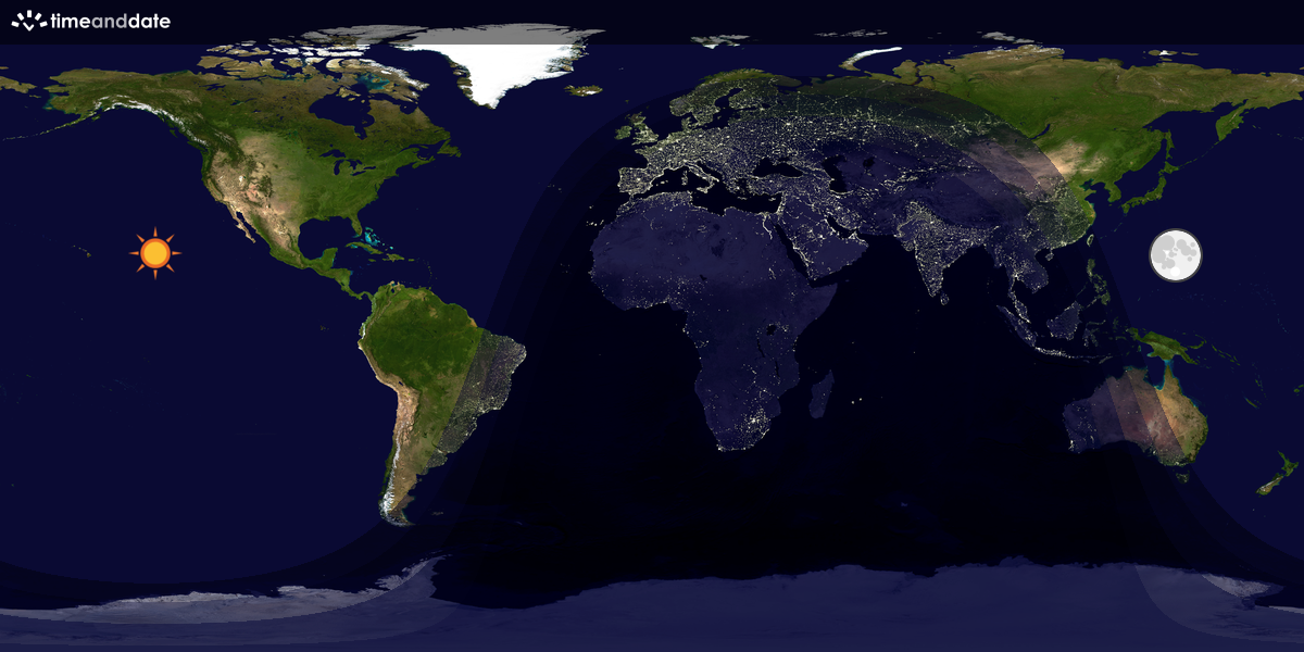 Verdenskart som viser dag og natt 