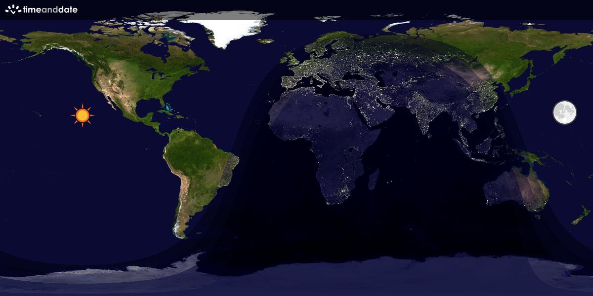 Verdenskart som viser dag og natt 