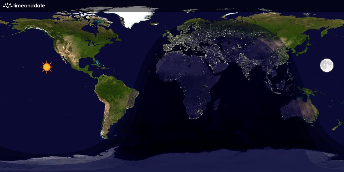 Verdenskart som viser dag og natt 