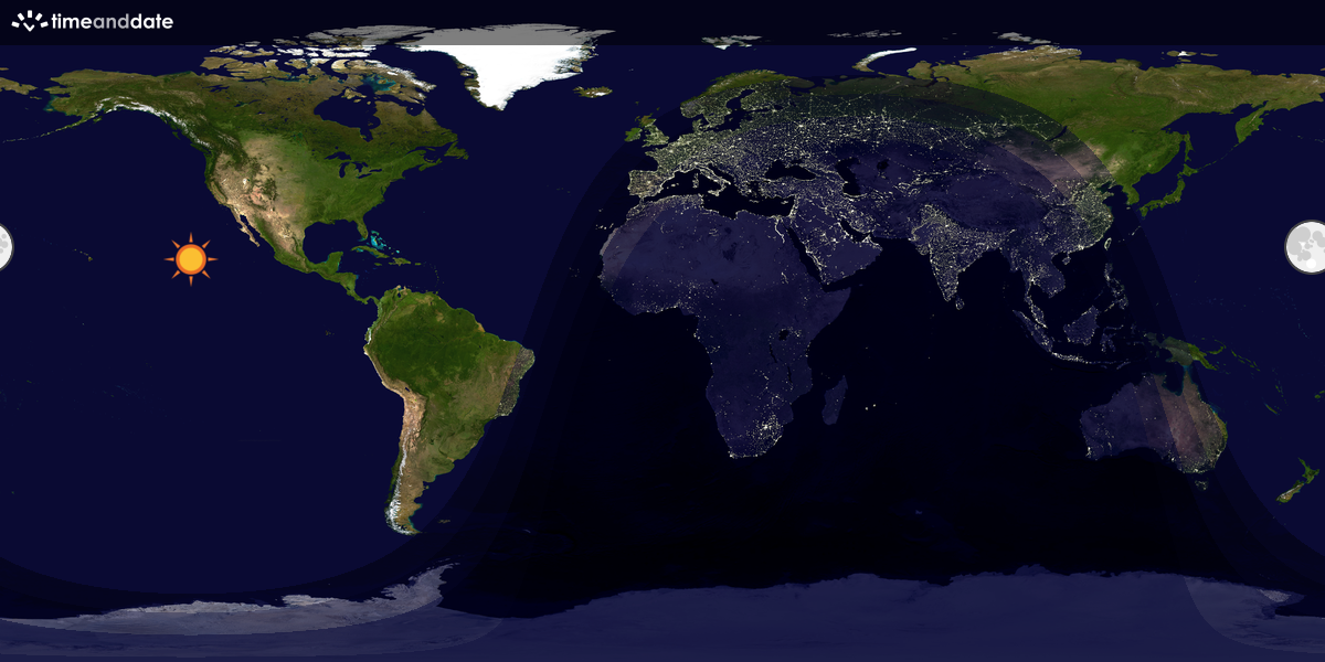 Verdenskart som viser dag og natt 