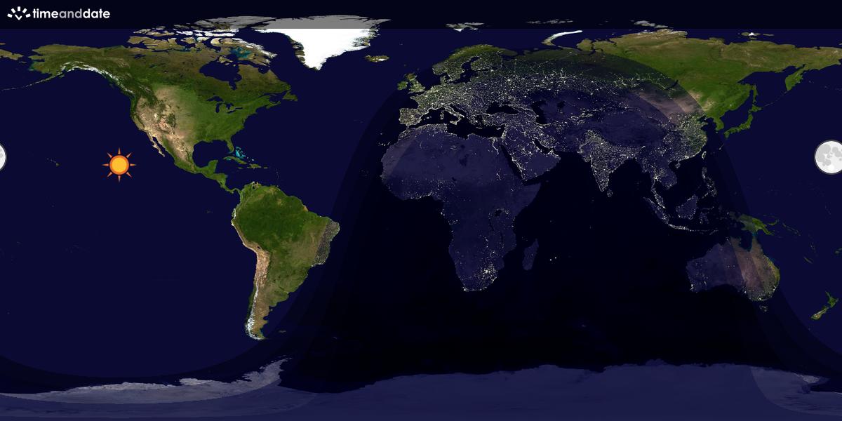 Verdenskart som viser dag og natt 