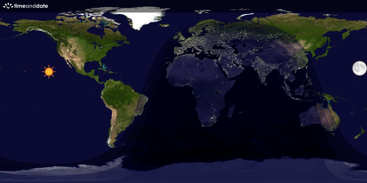 Verdenskart som viser dag og natt 
