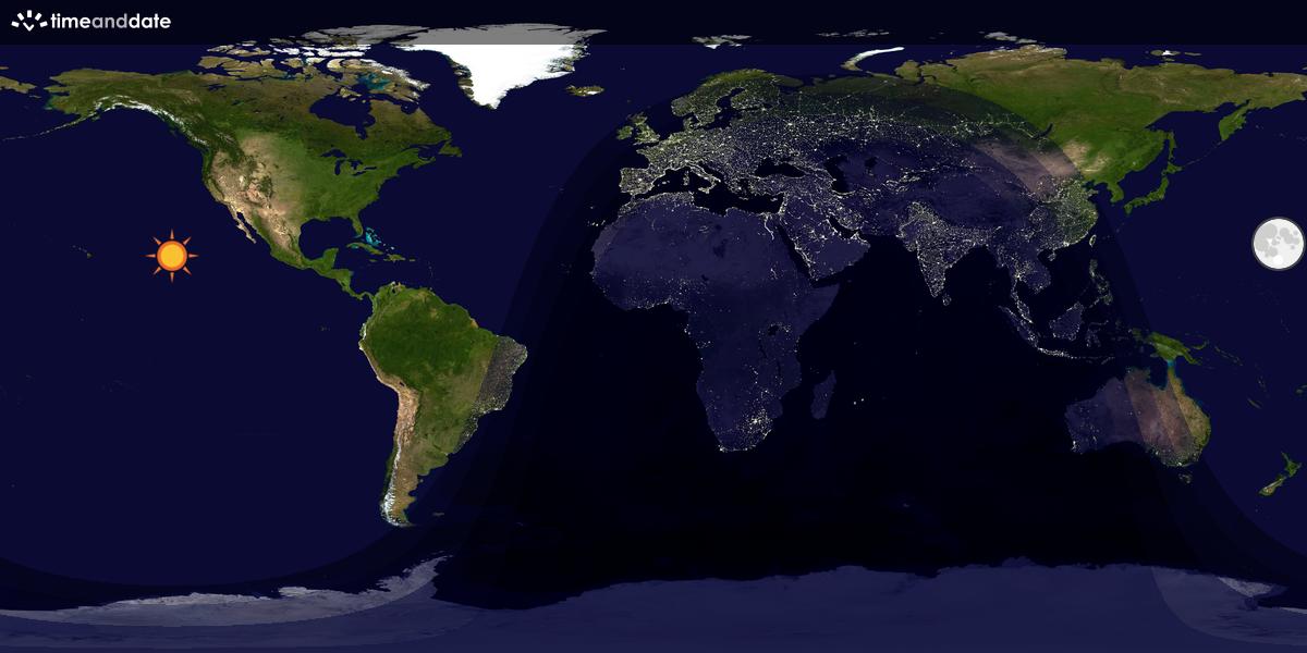 Verdenskart som viser dag og natt 