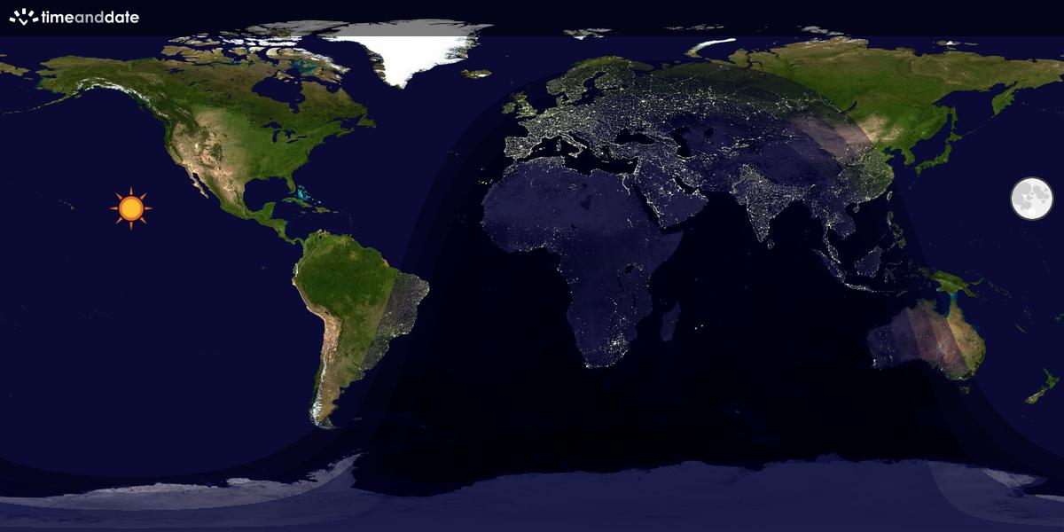 Verdenskart som viser dag og natt 