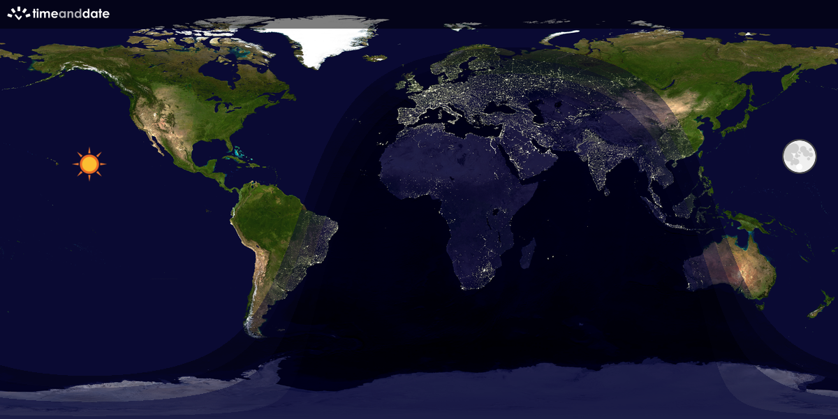 Verdenskart som viser dag og natt 
