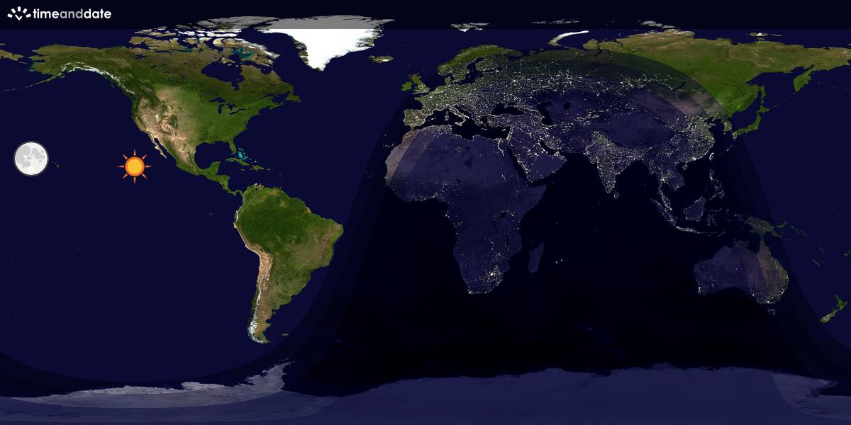 Verdenskart som viser dag og natt 