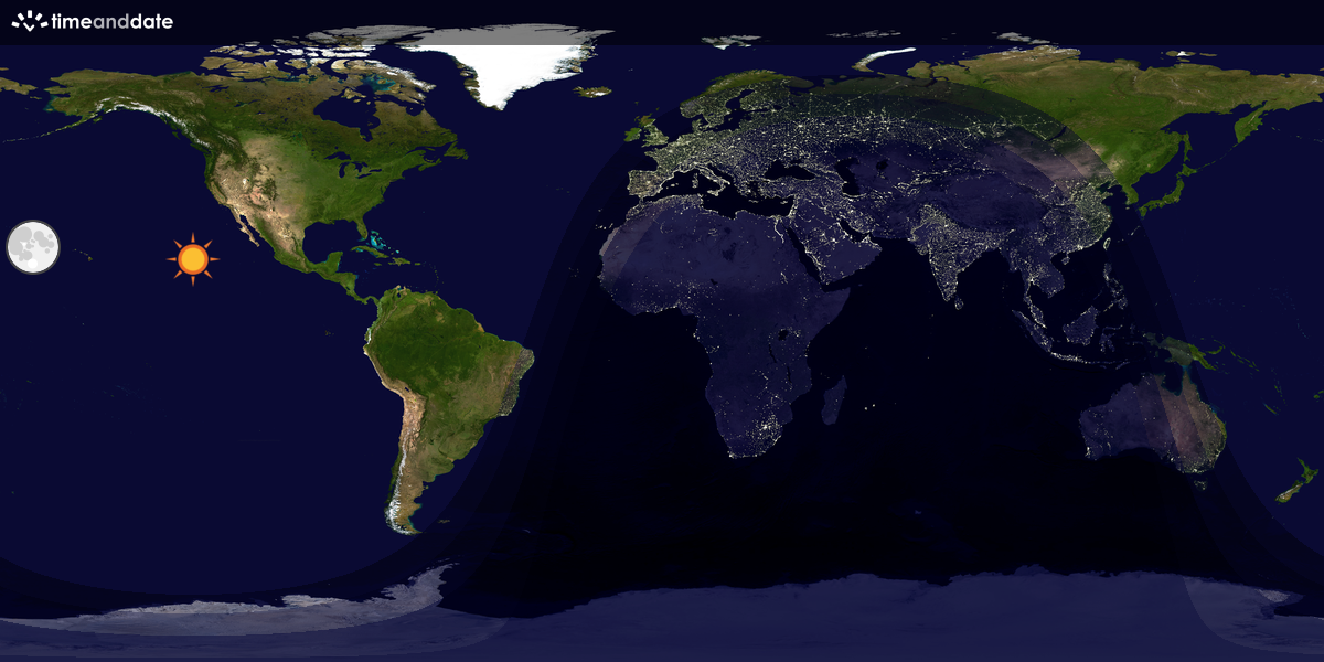 Verdenskart som viser dag og natt 