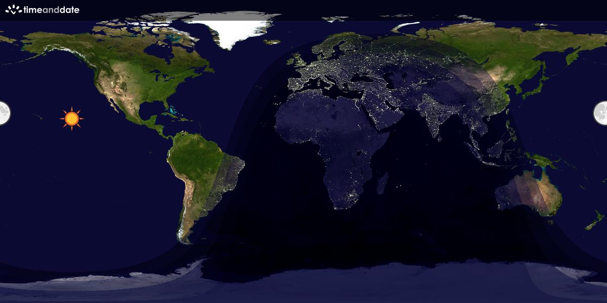 Verdenskart som viser dag og natt 