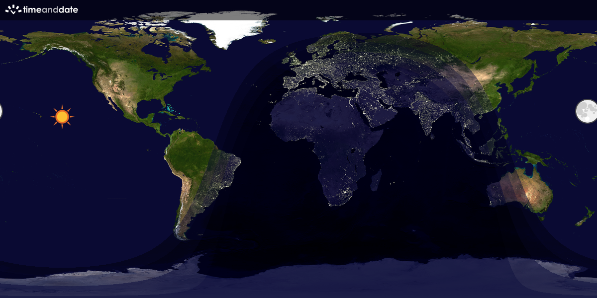 Verdenskart som viser dag og natt 