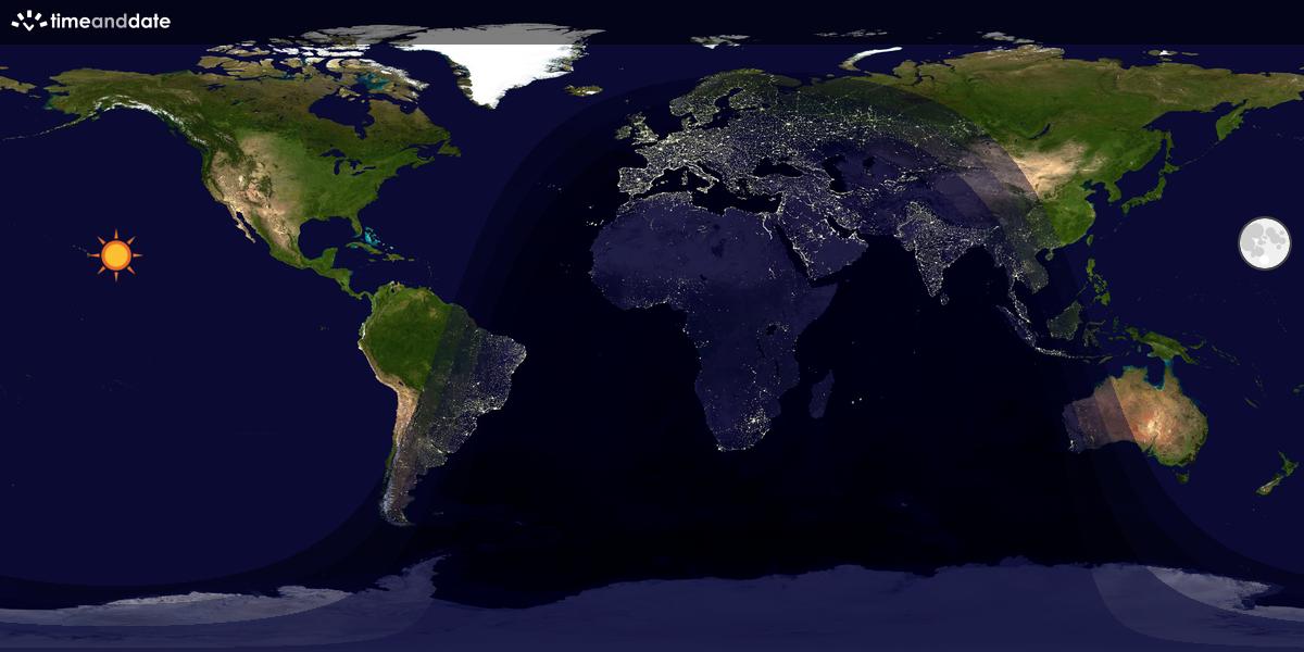 Verdenskart som viser dag og natt 