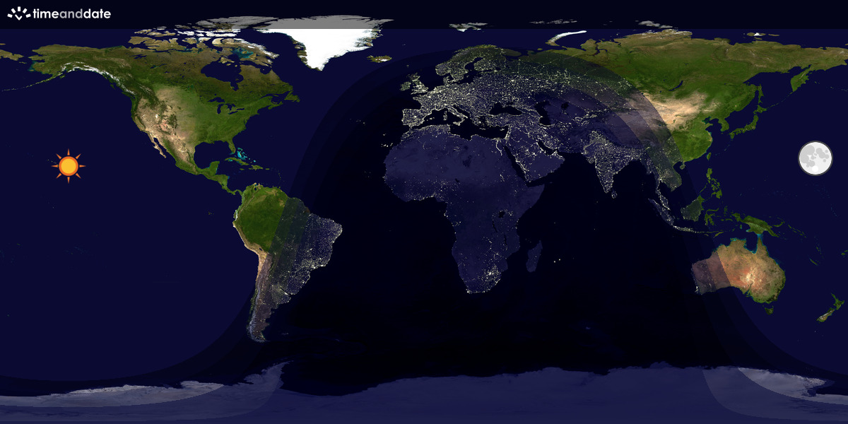 Verdenskart som viser dag og natt 