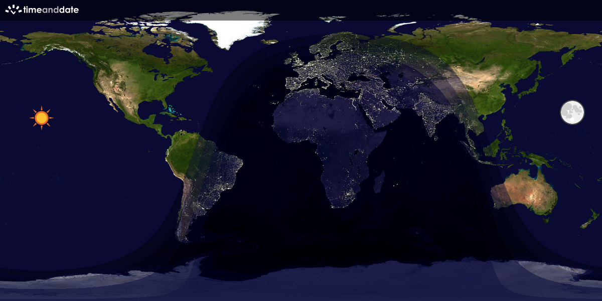 Verdenskart som viser dag og natt 