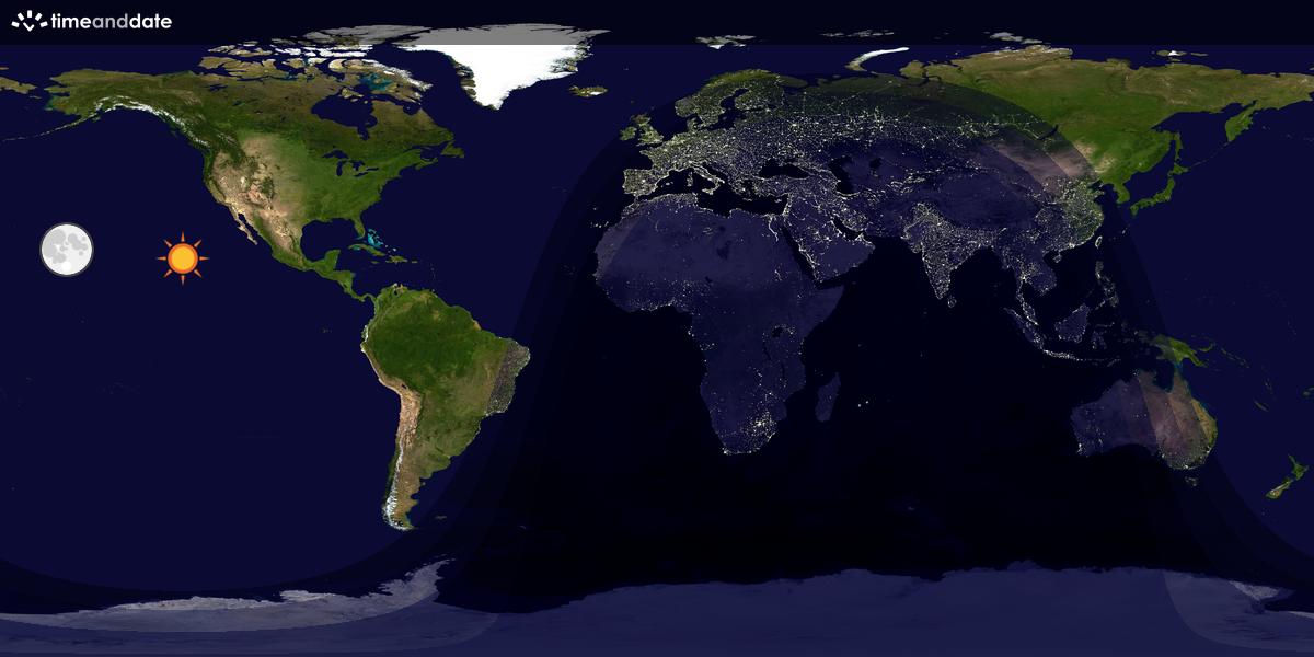 Verdenskart som viser dag og natt 