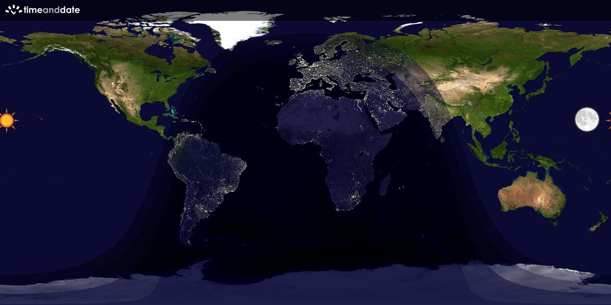 Verdenskart som viser dag og natt 