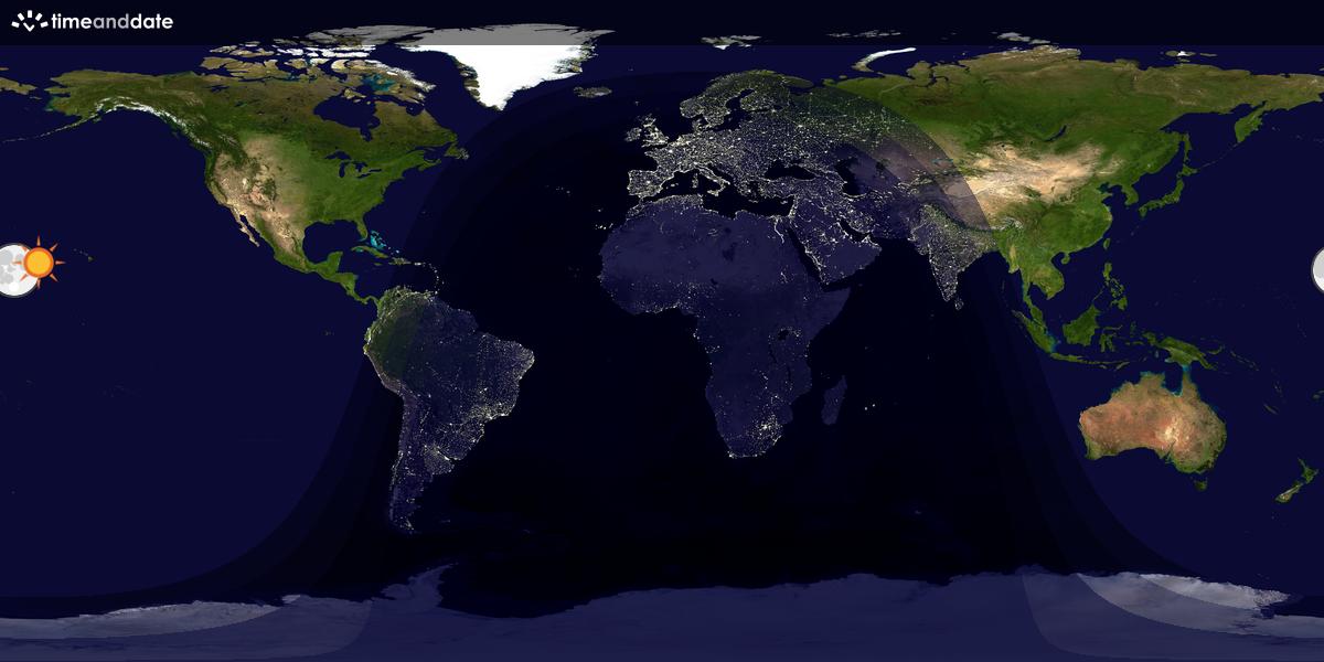 Verdenskart som viser dag og natt 