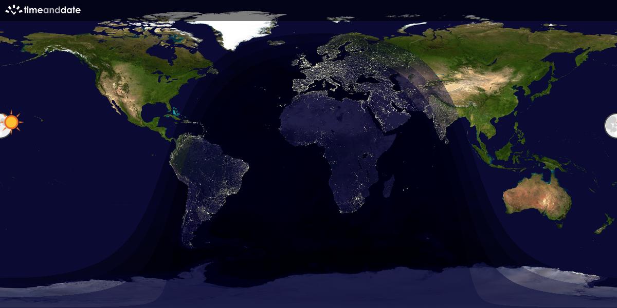 Verdenskart som viser dag og natt 