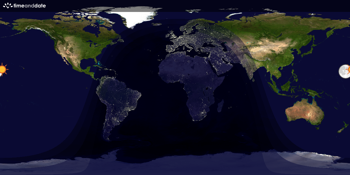 Verdenskart som viser dag og natt 