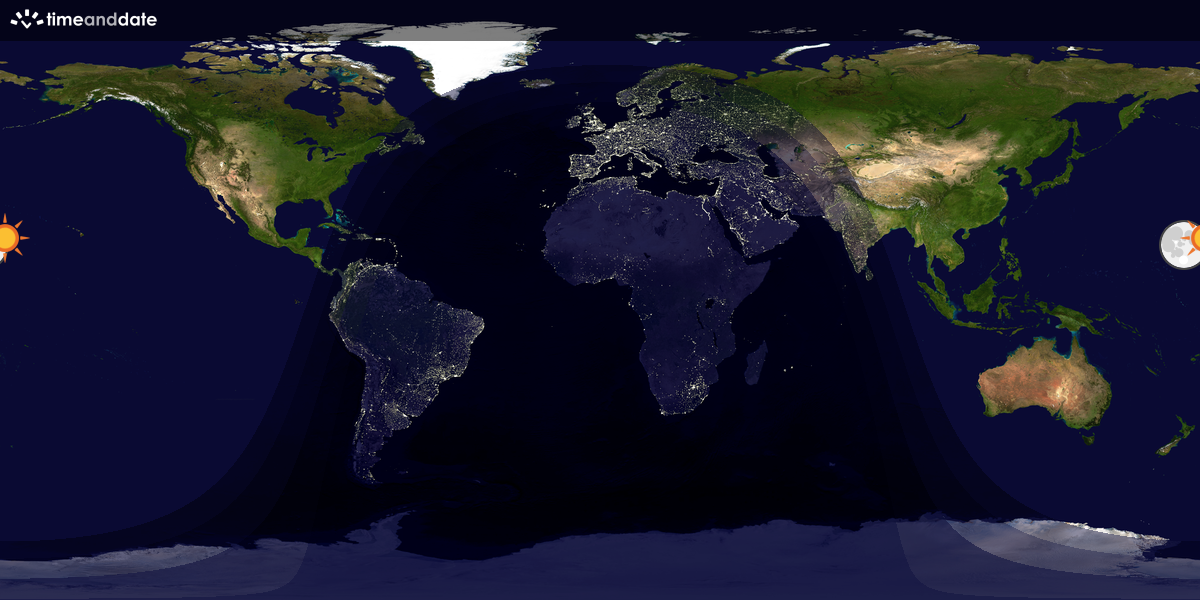 Verdenskart som viser dag og natt 