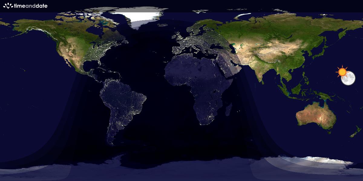 Verdenskart som viser dag og natt 