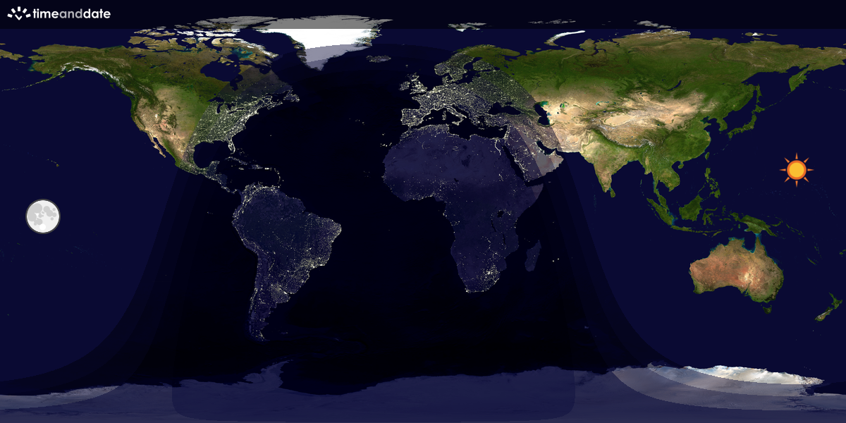 Verdenskart som viser dag og natt 
