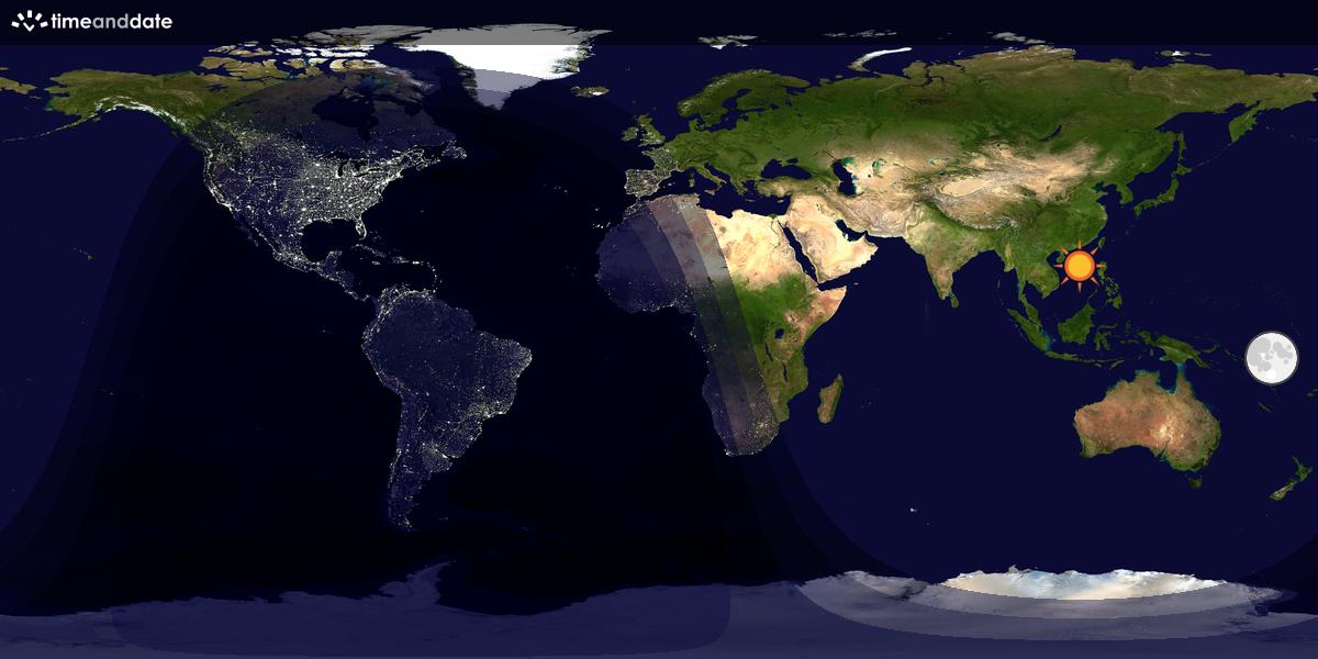 Verdenskart som viser dag og natt 
