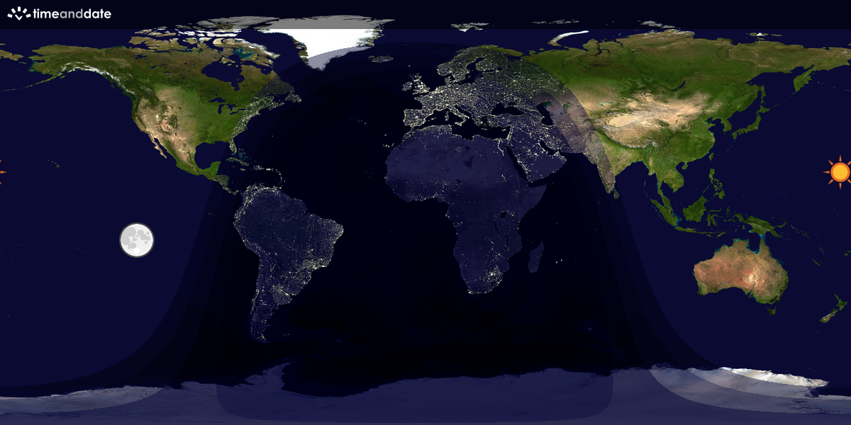 Verdenskart som viser dag og natt 