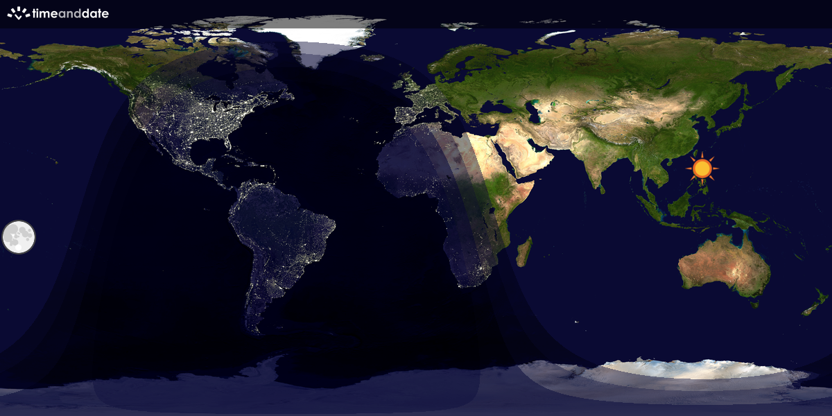 Verdenskart som viser dag og natt 