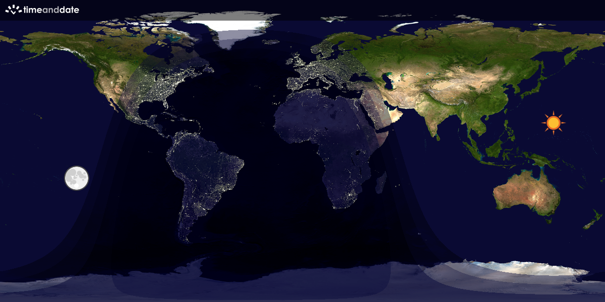 Verdenskart som viser dag og natt 