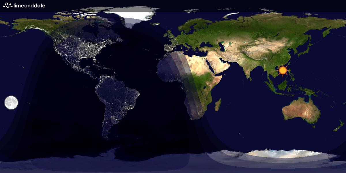 Verdenskart som viser dag og natt 