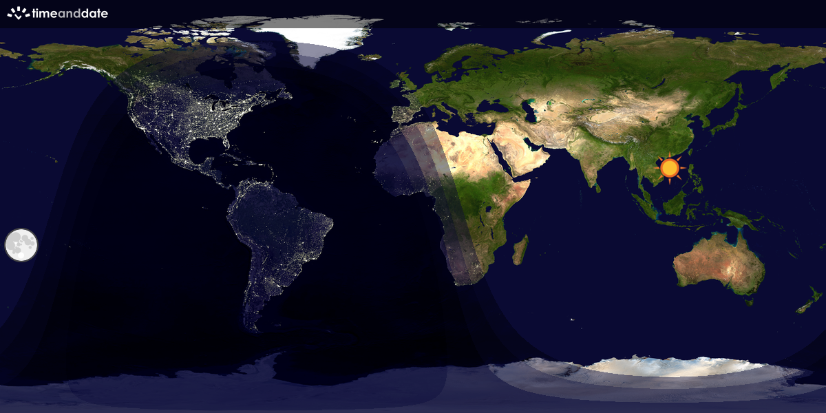 Verdenskart som viser dag og natt 