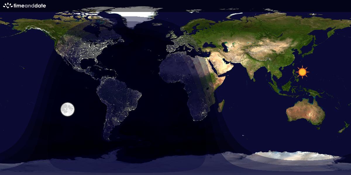 Verdenskart som viser dag og natt 