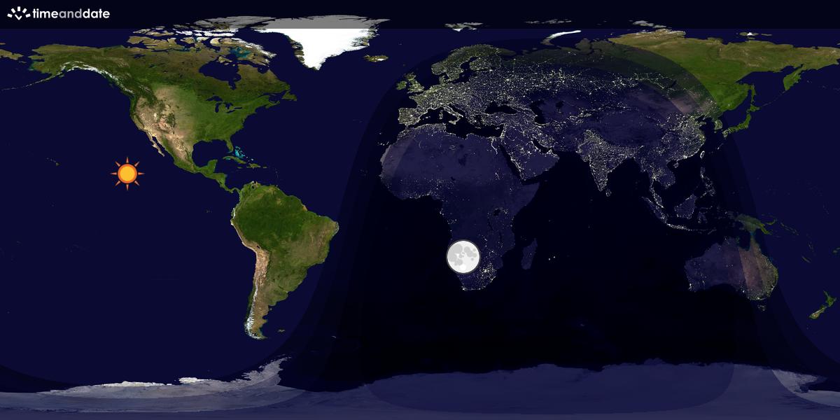 Verdenskart som viser dag og natt 