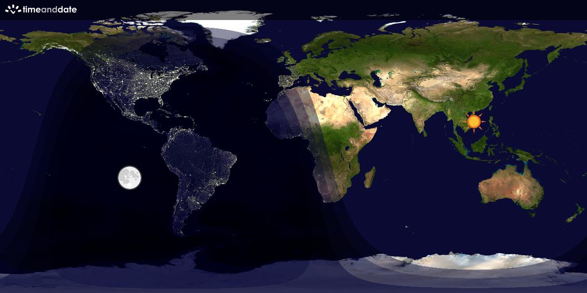 Verdenskart som viser dag og natt 