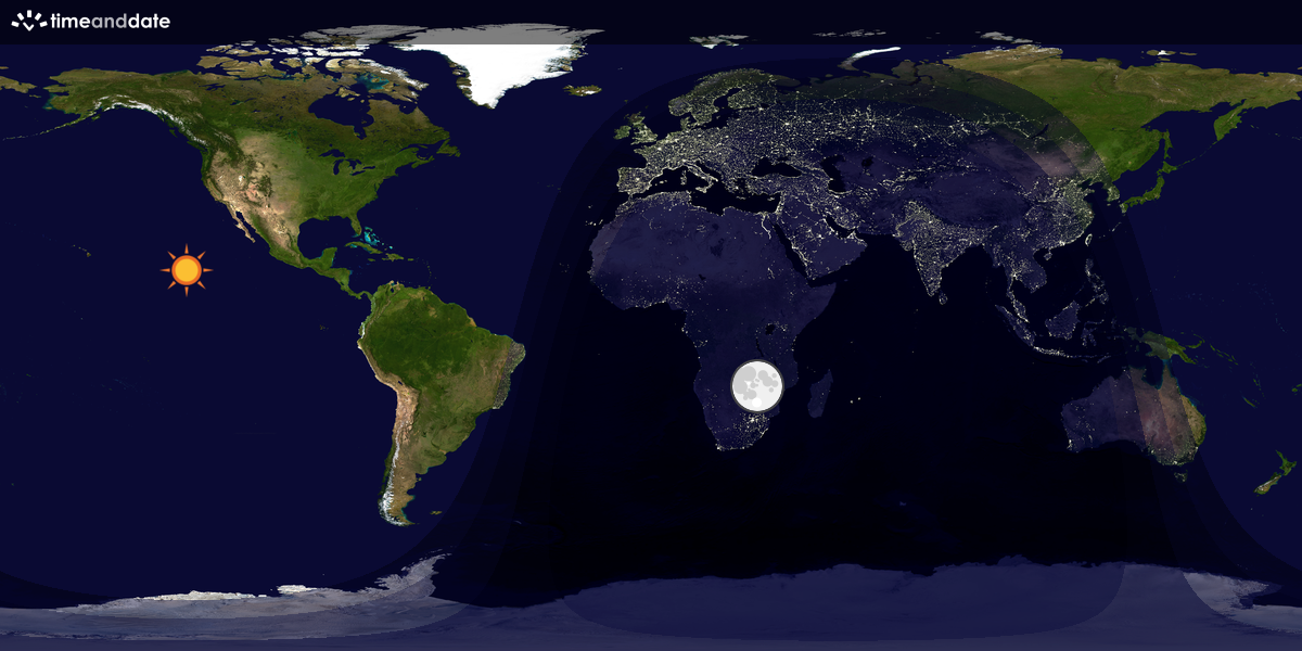 Verdenskart som viser dag og natt 