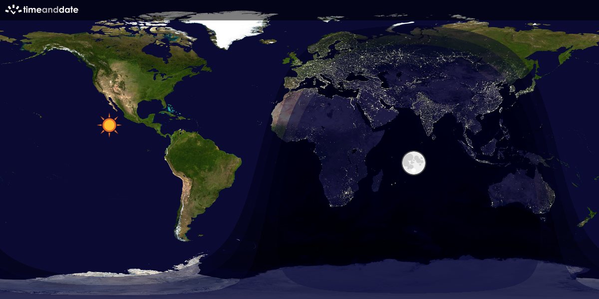 Verdenskart som viser dag og natt 