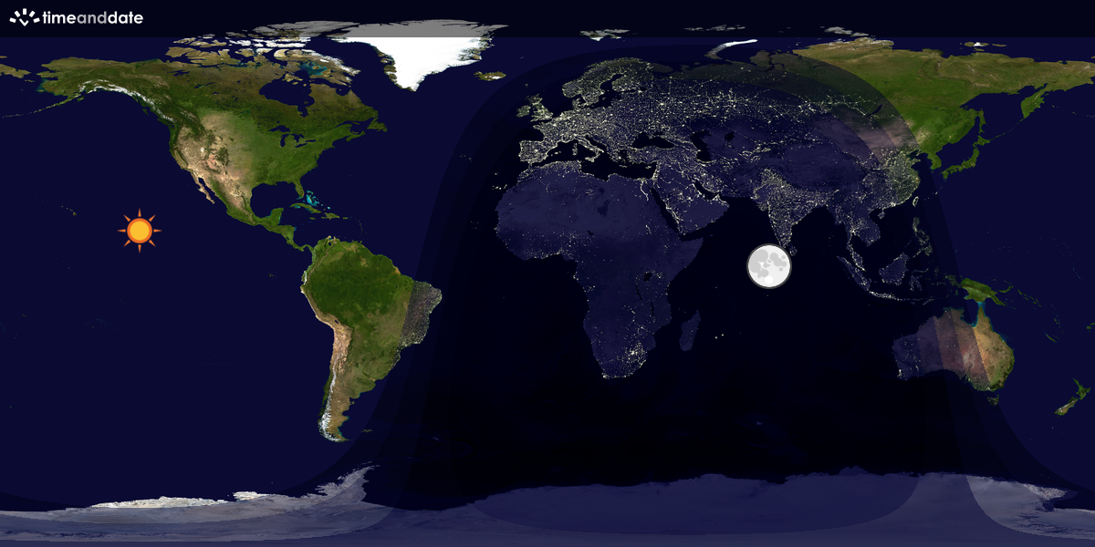 Verdenskart som viser dag og natt 