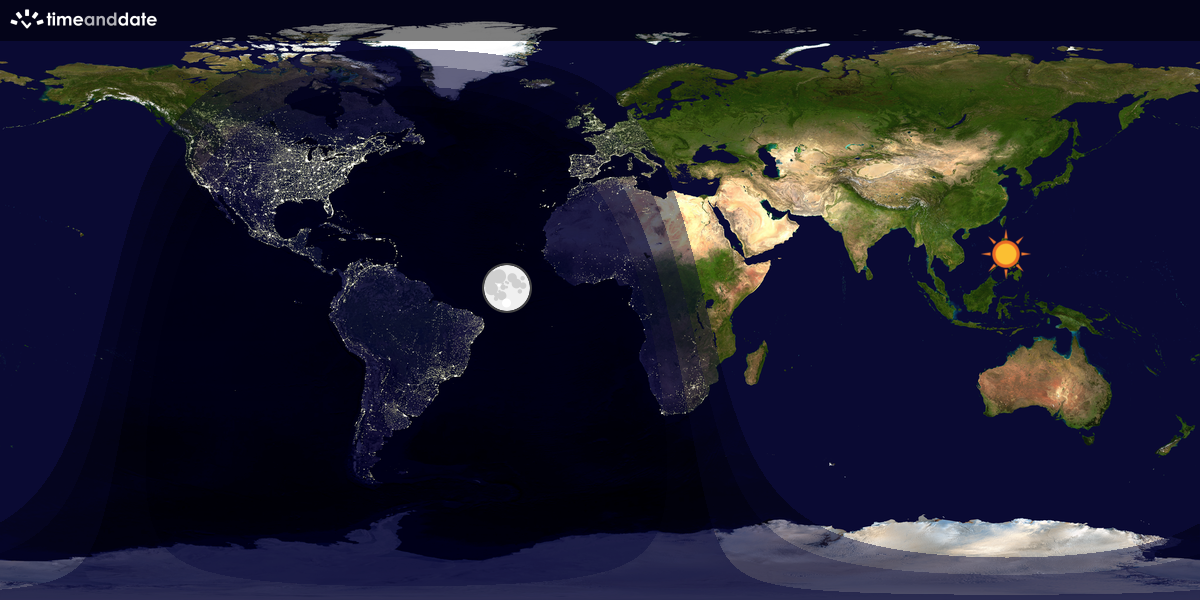 Verdenskart som viser dag og natt 