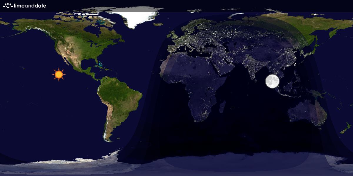 Verdenskart som viser dag og natt 