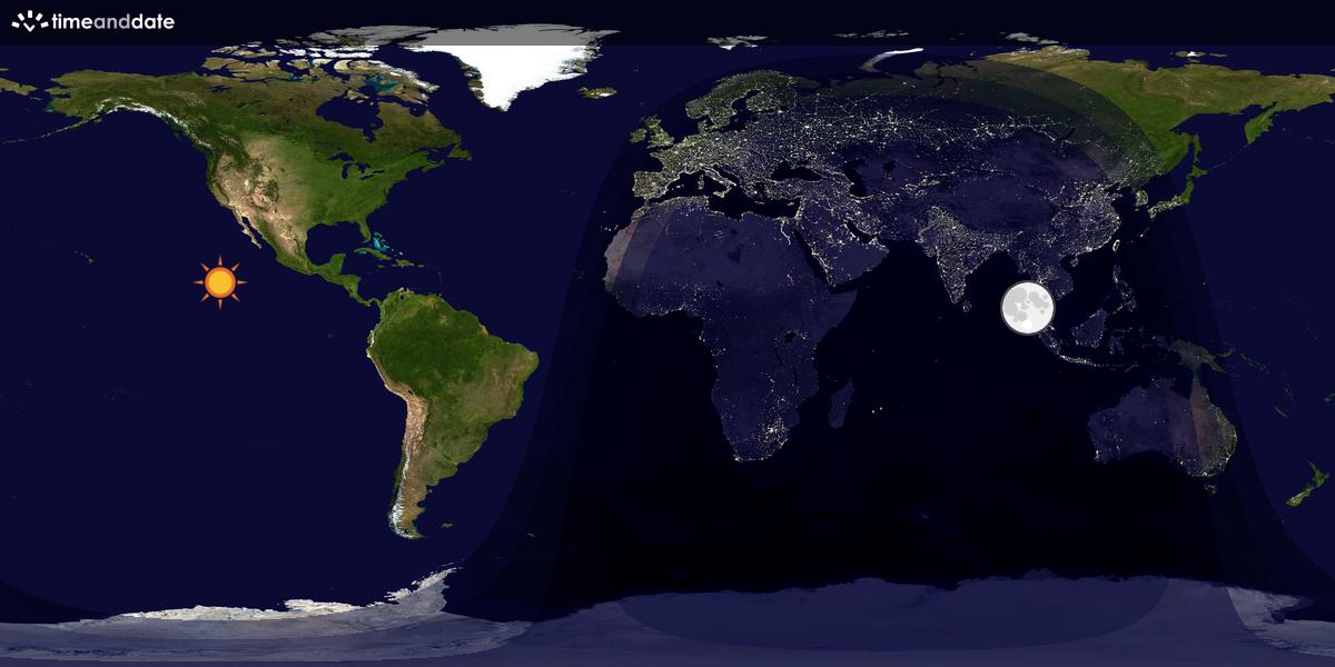 Verdenskart som viser dag og natt 