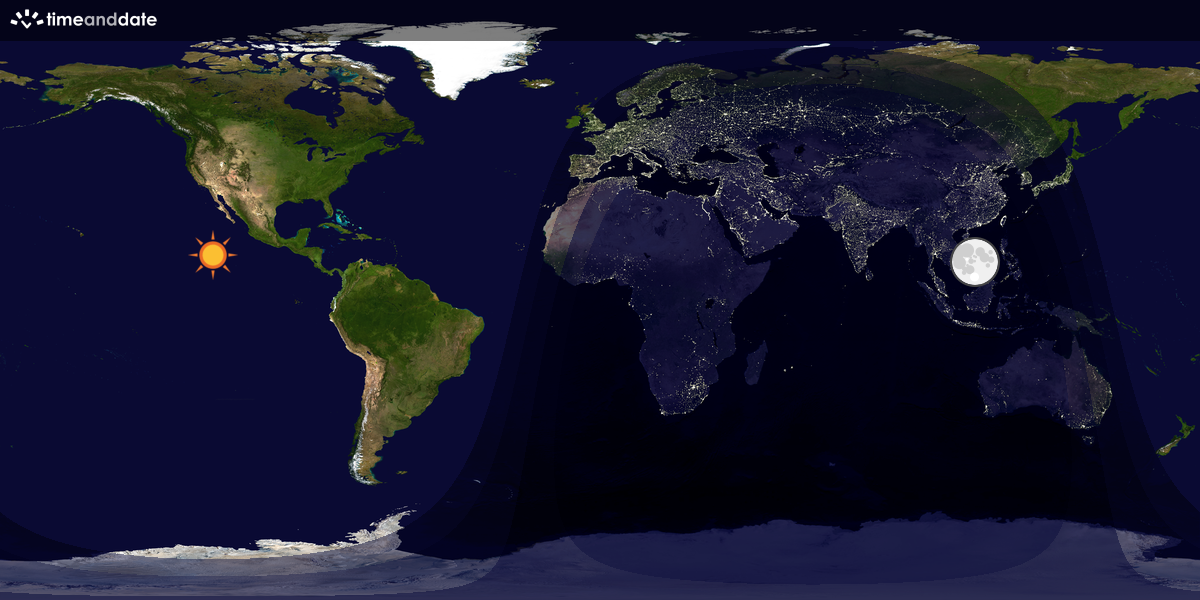 Verdenskart som viser dag og natt 
