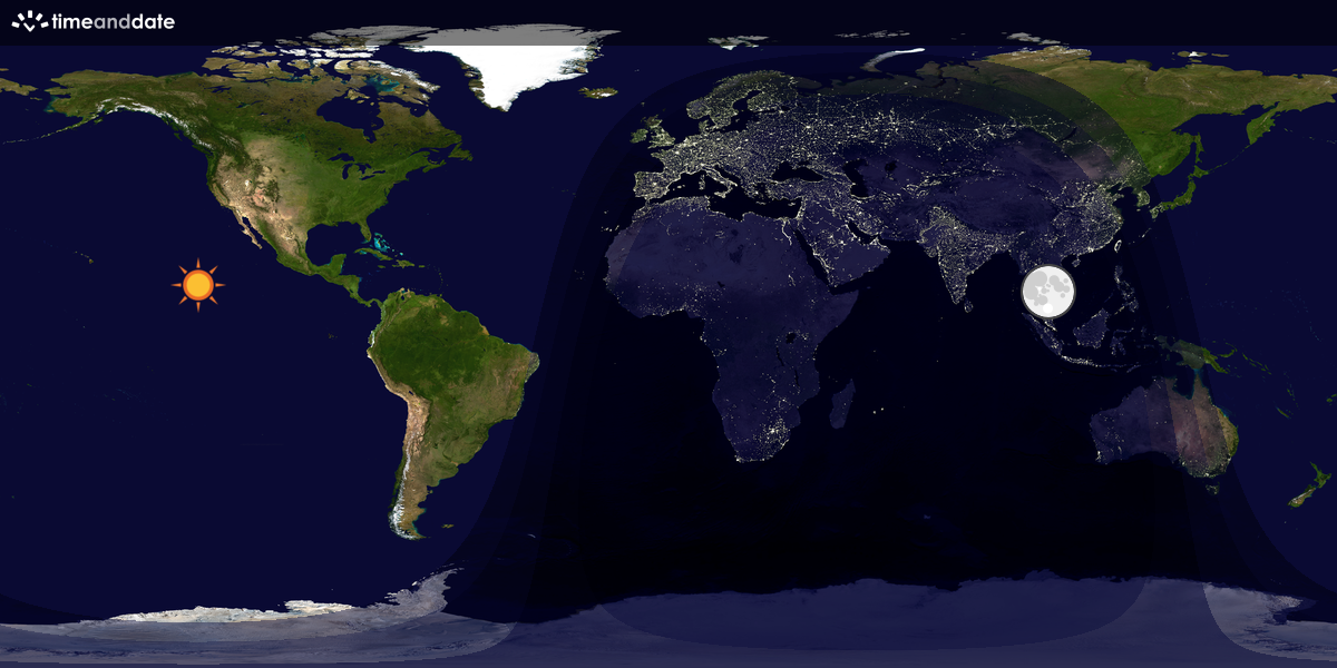 Verdenskart som viser dag og natt 