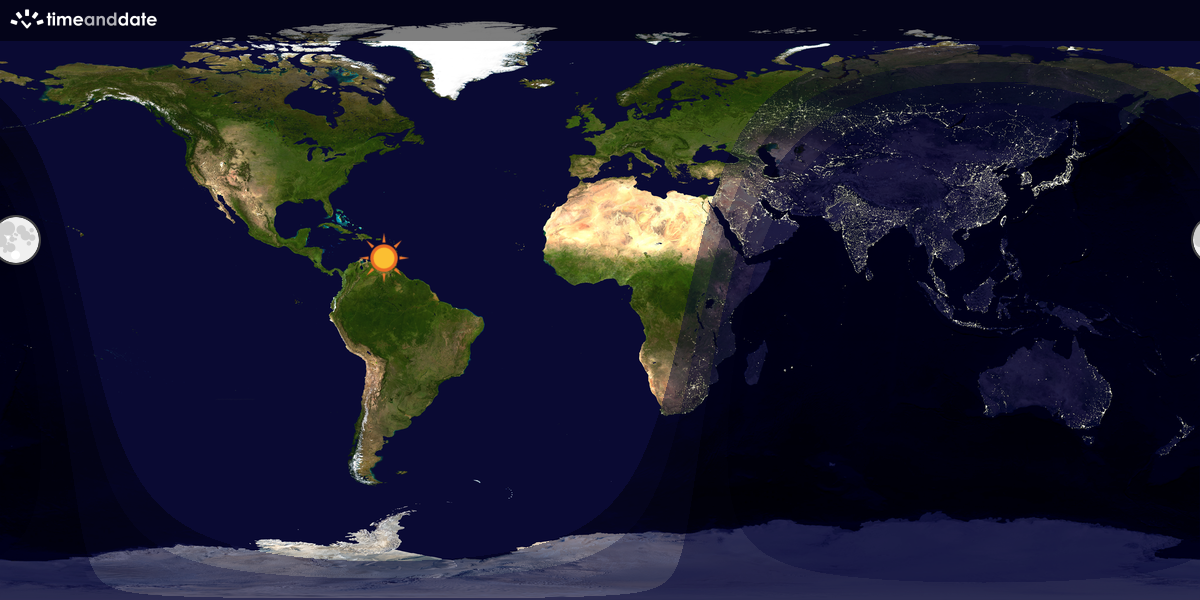 Verdenskart som viser dag og natt 