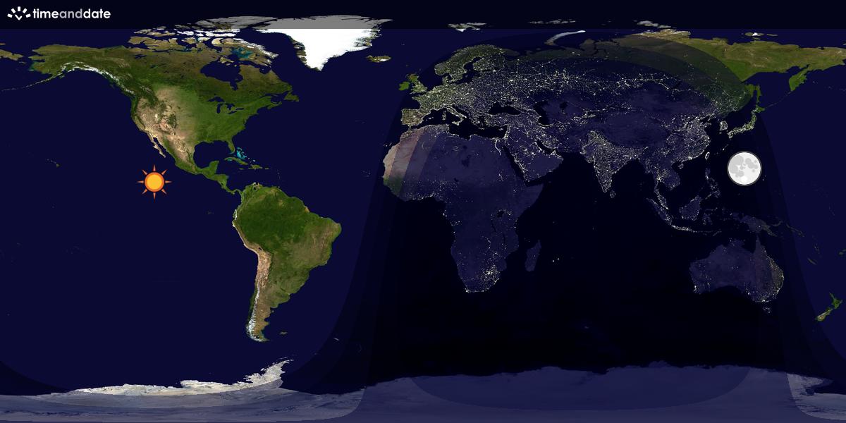 Verdenskart som viser dag og natt 